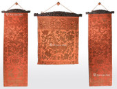 18世纪 红地漳绒凤纹桌挂及坐褥